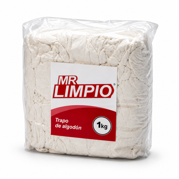 Mr. Limpio Trapo Blanco Absorbente de Algodón – Paquete 1 kg